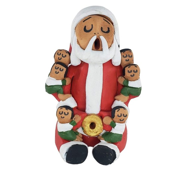Ramey Pottery Santa Claus Storyteller Six Kids Eyes Closed Southwestern - Picture 1 of 6